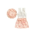 thumbnail image 2 of Kids Girl Summer Outfit Casual Sleeveless Tank Tops and Floral Print Skirt Sun Hat 3 Piece Clothes Set, 2 of 10