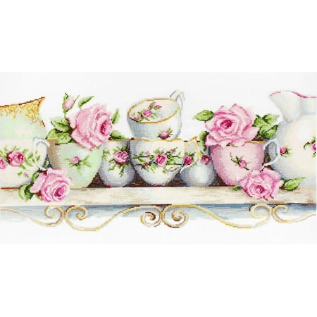UPC: 4840746041198 | Counted Cross-Stitch Kit Assorted China BA2330 Needlework White Pink By Luca-S Flowers Canvas