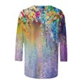 thumbnail image 4 of Hauts et Blouses d'Été pour Femmes 2023 Mode Féminine T-shirt Imprimé Ample Manches 3/4 Blouse Col Rond Hauts Décontractés Hauts d'Été pour Femmes 2023 Liquidation en Liquidation, 4 of 5