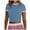 Light Blue, variant on Summer Fashion Womens Tops 2025 Plus Size Solid Color Round-Neck Short Sleeve Slim-body Blouse Top