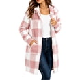 thumbnail image 2 of Xaqiouau Womens Plaid Sherpa Jacket Fleece Hooded Coat Zip Up Long Sleeve Buffalo Check Teddy Jacket Warm Winter Outerwear with Pockets, 2 of 6