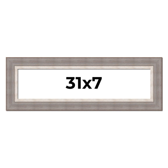 31x7 Frame Grey Real Wood Picture Frame Width 2.75 Inches | Interior Frame Depth 0.5 Inches | Linus