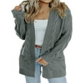 thumbnail image 3 of PENGXIANG Women Cable Knitted Cardigan Outwear Solid Color Long Sleeve Open Front Sweater Jacket with Pockets, 3 of 6