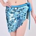 thumbnail image 2 of Xfvqtps Woman Sequin Dance Skirt Triangular Belt Belly Dancing Waist Towel Waist Chain Hip Towel Performance Skirt Sky Blue, 2 of 7