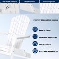 thumbnail image 3 of UHOMEPRO Folding Adirondack Chair Set of 4, Outdoor Weather Resistant Patio Lawn Chair, Wooden Fire Pit Chair for Outside Deck Garden Backyard Balcony, Patio Furniture Set Lounge Chairs, White, 3 of 7