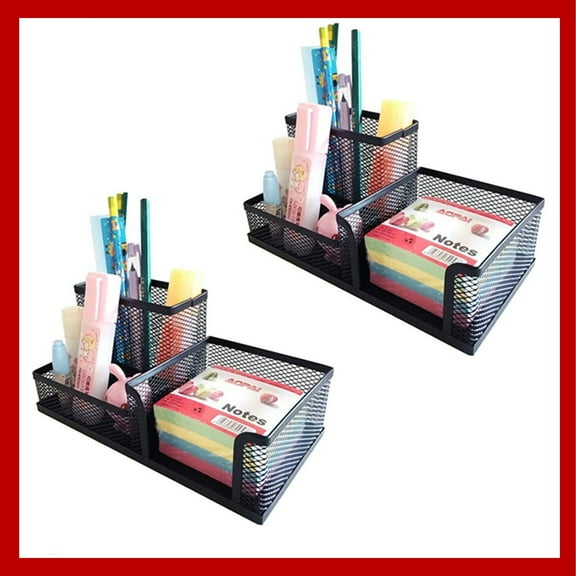 TSY TOOL Mesh Pencil Holder with Storage Baskets, Black, 2 Pack