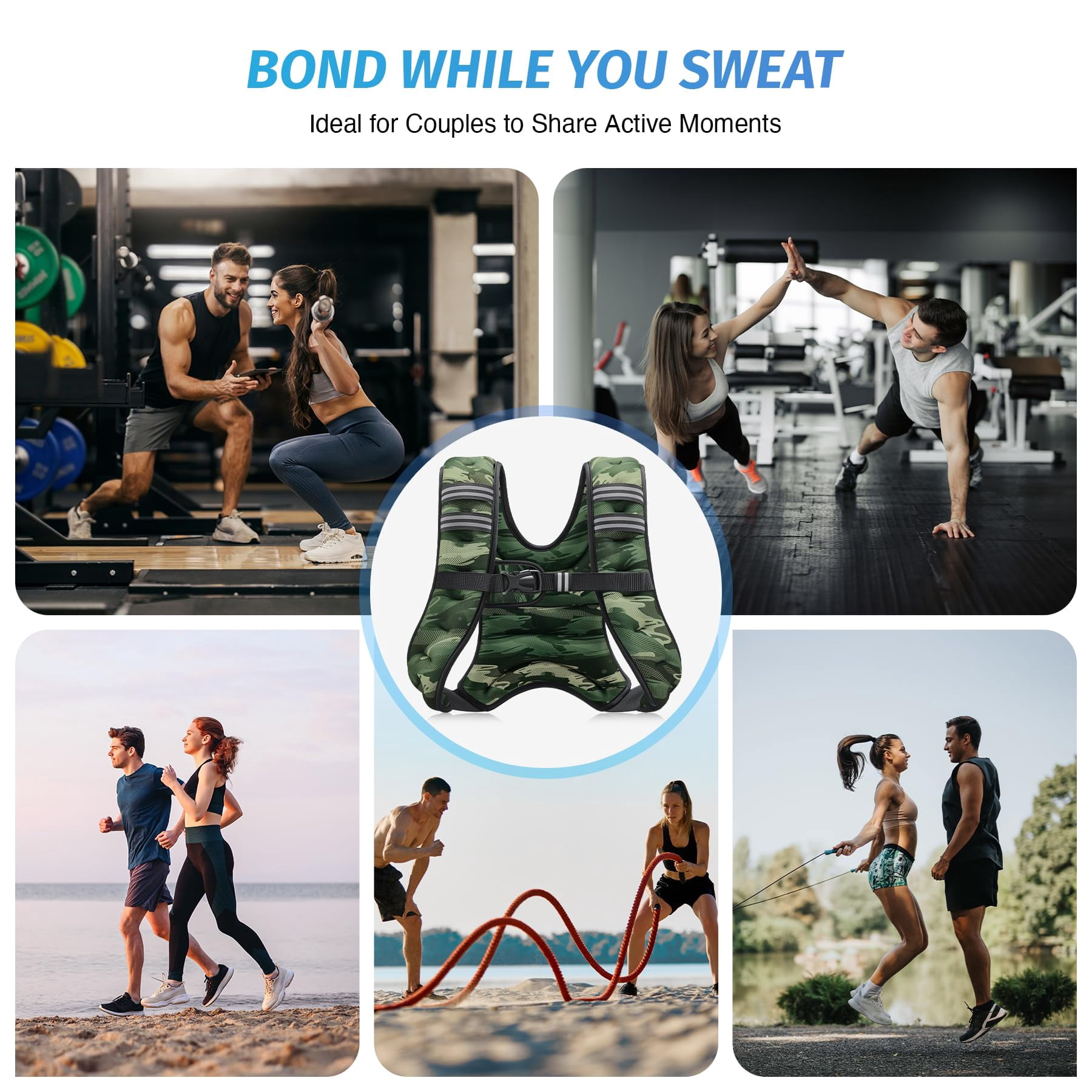 Weighted Vest 6-30lb with Reflective Stripe for Workout Running Fitness Strength Training