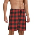 thumbnail image 2 of Sikiie Red Black Plaid Mens Pajama Shorts, Lightweight Lounge Pant with Pockets Soft Sleep Pj Shorts for Men3X-Large, 2 of 6