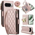 thumbnail image 1 of For Google Pixel 10 / 10 Pro 5G RFID Blocking Wallet Case, Crossbody Purse Phone Case with 9 Card Slots, Zipper Pocket & Detachable Strap,Rose Gold,For Pixel 10 / 10 Pro, 1 of 9