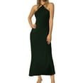 thumbnail image 1 of Vestido de noche de satén para mujer tallas grandes - Elegante cuello en V, diseño en la cintura, vestido de fiesta para bodas - Tallas XS-L, tejido con brillo lujoso, 1 of 5