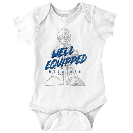 

Mega Man Retro 1990s Anime Cartoon Romper Boys or Girls Infant Baby Brisco Brands 12M