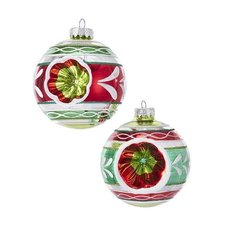 UPC 086131446290 product image for Kurt Adler 100MM Early Years Glass Red, Green and White Reflector Ball Ornaments | upcitemdb.com