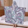 thumbnail image 5 of Purple and Teal Paisley and Floral Pattern Hooded Bath Towel，60"x35" for Ages 3 To 12 Kids, Quick Dry Lightweight Soft Microfiber Hood Beach Towel Cover Up for Kids, 5 of 7