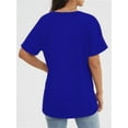 thumbnail image 2 of Womens T Shirts V Neck Rolled Sleeve Pocket Summer Tops Casual Loose Basic Tee Shirts Trendy, 2 of 5