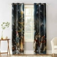 thumbnail image 2 of Hokiten Christmas Blackout Curtains | Light Blocking Print Window Curtains, Winter Snowflake Animals Xmas Tree Moon Thermal Insulated Window Drapes for Living Room Kitchen (2 Panels, 104"W x 84"L), 2 of 7