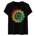 thumbnail image 5 of TSADFHJI Hauts pour Femmes Grande Taille Hauts pour Femmes Tendance Manches Courtes Col Rond Coupe Ample Chemises Confortables Blouses d'Été Douces Décontractées Basiques S Noir, 5 of 5