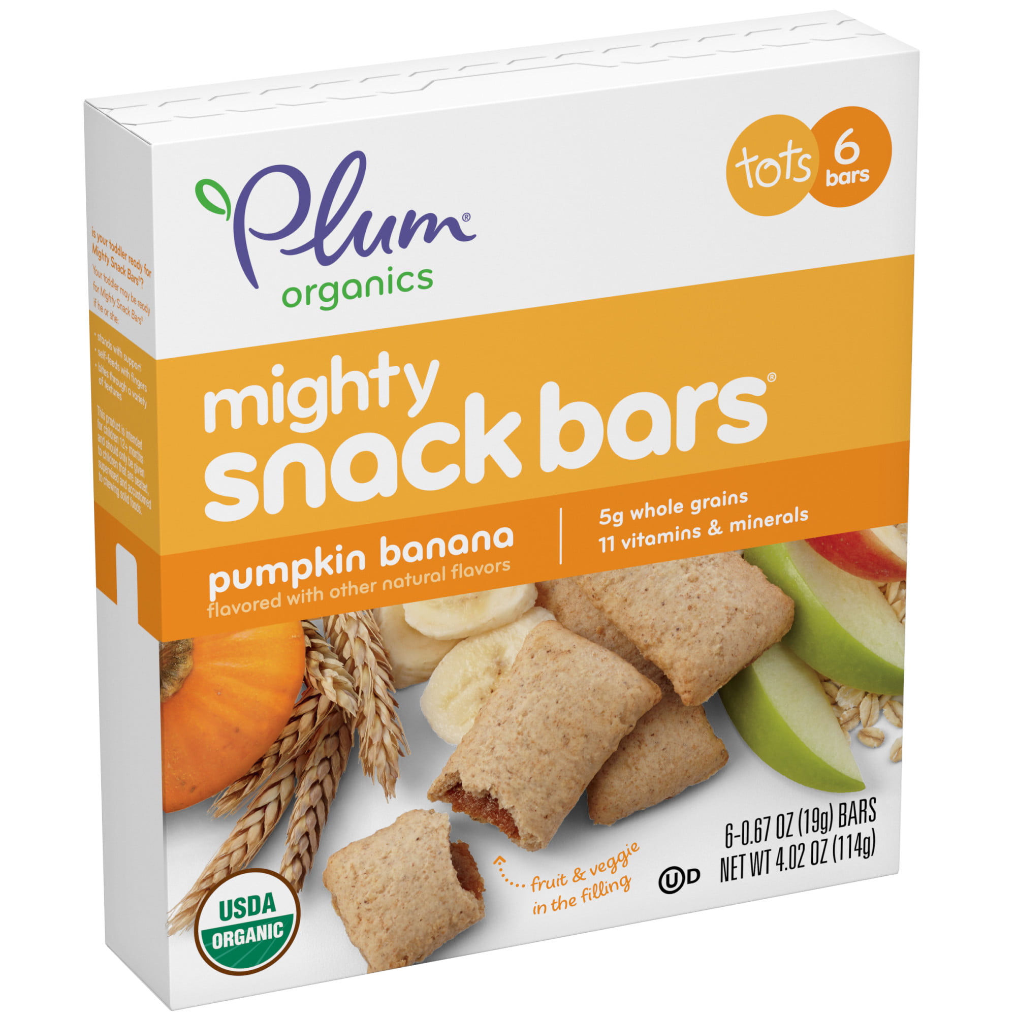 Plum Organics Mighty Snack Bars for Toddlers: Pumpkin Banana - 6 Ct, Baby Food