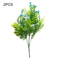 thumbnail image 1 of Ramo de simulación de hierba de flores artificiales de 5 ramas, centro de mesa para el hogar, flor falsa de plástico, azul Eigraketly HA8137-04B, 1 of 6