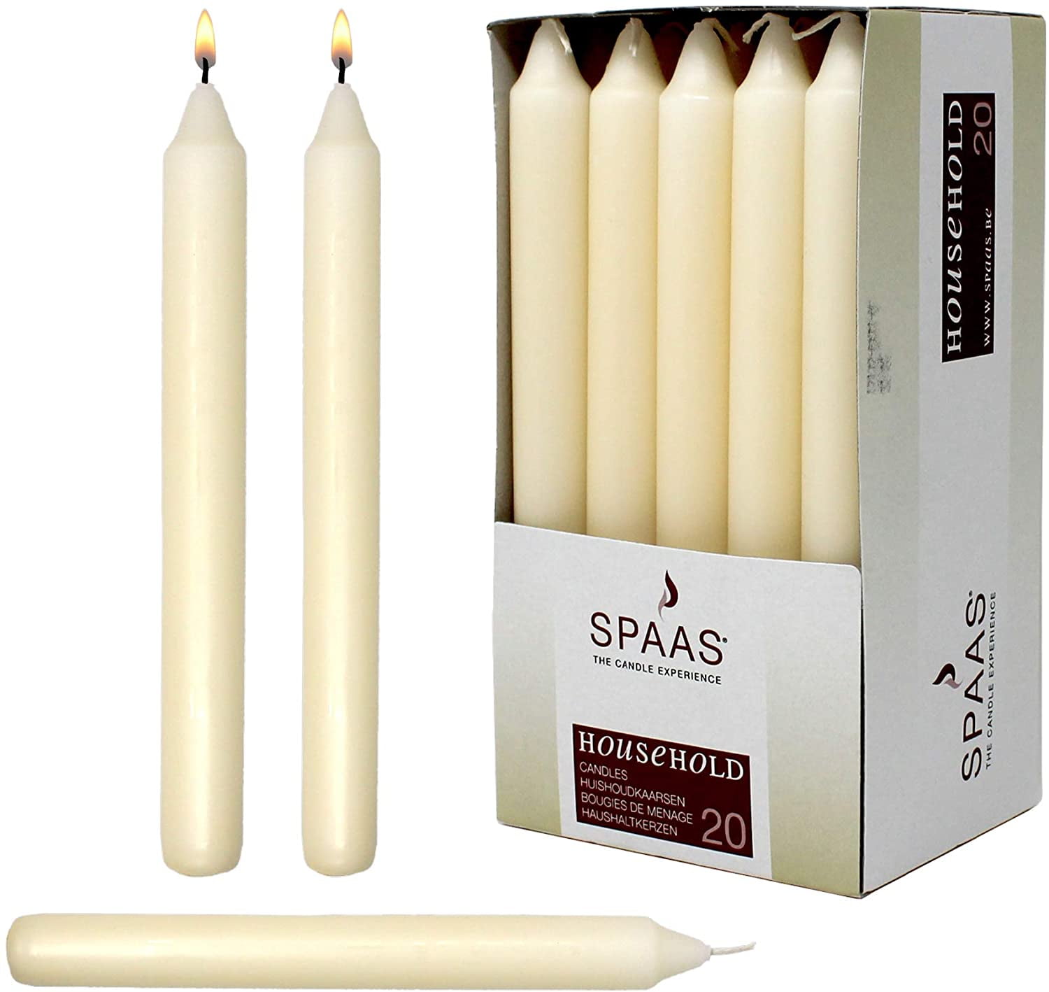4 Christmas Dinner Candles Coned Shaped Paraffin 7.5 Hours Burning Time White 