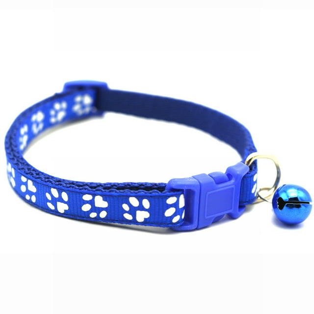 Pet Collar Cute Reflective Adjustable Buckle Comfortable Dog Cat Collar With BellRoyalblue