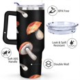 thumbnail image 3 of 40oz Colorful Botanical Mushroom Stainless Steel Flip Straw Tumbler Spill Proof Travel Cup Double Wall Vacuum Insulated Coffee Mug with Top Handle, 3 of 6