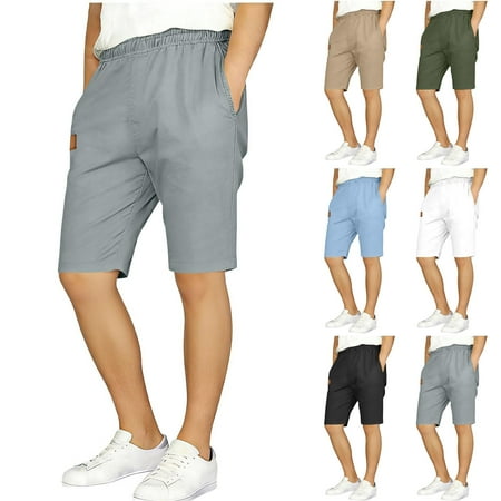 UVEASISHA Boys Summer Shorts Elastic Waist Straight Leg Short Pants Solid Color Loose Fit Shorts Casual Knee-Length Summer Shorts Black 9-10Years