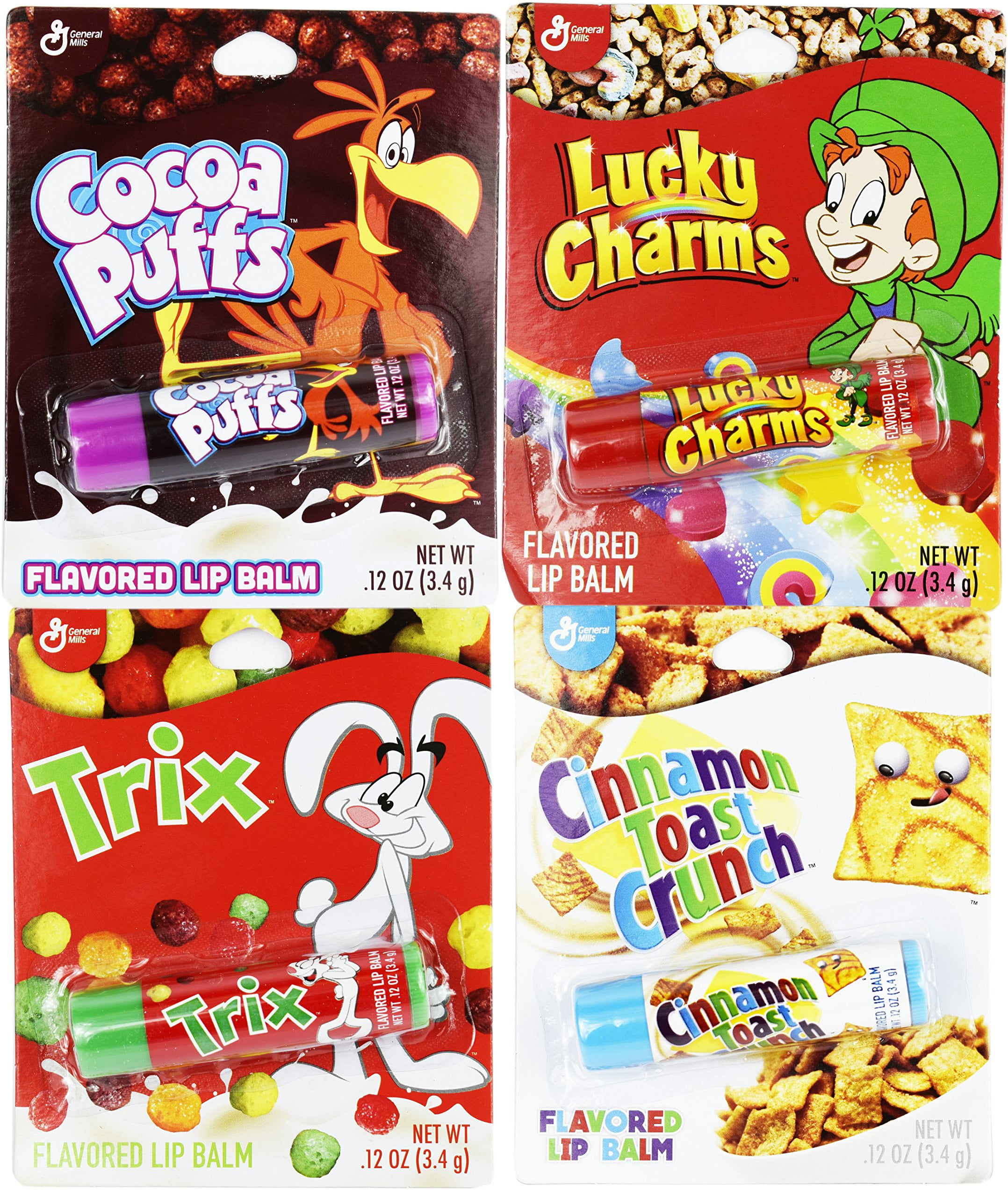 Set of 4 Novelty Flavored Lip Balms Cereal Flavored Candy Flavored