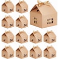 thumbnail image 1 of Cajas de regalo con forma de casa, de 12,5 x 12,5 x 13,5 cm, de papel kraft con cintas, para galletas, panadería y dulces., 1 of 9