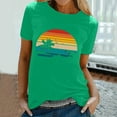 thumbnail image 2 of WREESH Womens Fashion T-Shirts Spring Summer Adult Short Sleeve Round Neck Printing Casual Blouse T-Shirt Tops Shirt Pullover Green, 2 of 5