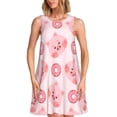thumbnail image 1 of Fotbe Pigs Head And Donuts Vestido de Verano sin Mangas para Mujer – Vestido Midi Línea A, Estilo Camiseta Floral, Vestido Playero Casual y Fluido, 1 of 7