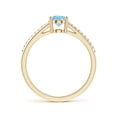 thumbnail image 2 of ANGARA Natural Oval Aquamarine Split Shank Ring with Diamond Accents in 14K Yellow Gold for Women (Size-7x5mm) | March Birthstone, Anniversary, Jewelry Gift for Women | Natural Aquamarine Ring, 2 of 11