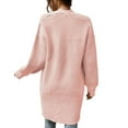 thumbnail image 4 of Hueook Corduroy Jacket Women Long-sleeved Striped Cardigan with Pockets Thick Knitted Sweater Coat Pink XL, 4 of 4