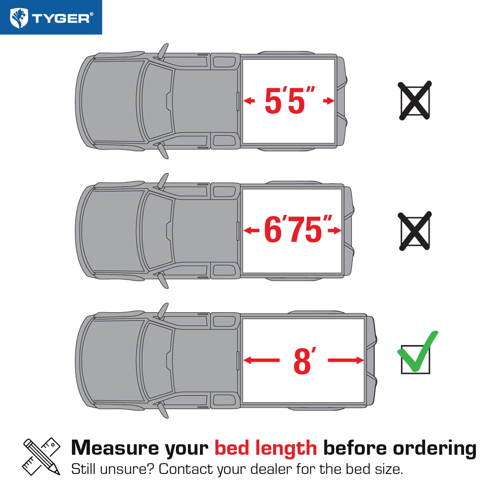 Tyger Auto T1 Soft Roll-up Truck Bed Tonneau Cover Compatible with 1999-2016 Ford F-250 F-350 Super Duty | Fleetside 8' (98") Bed | TG-BC1F9028