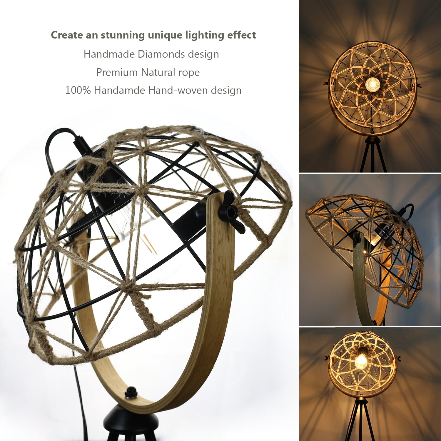 Tripod Floor lamp Novelty Unique Living Rooms Boho Shades Floor Lamp