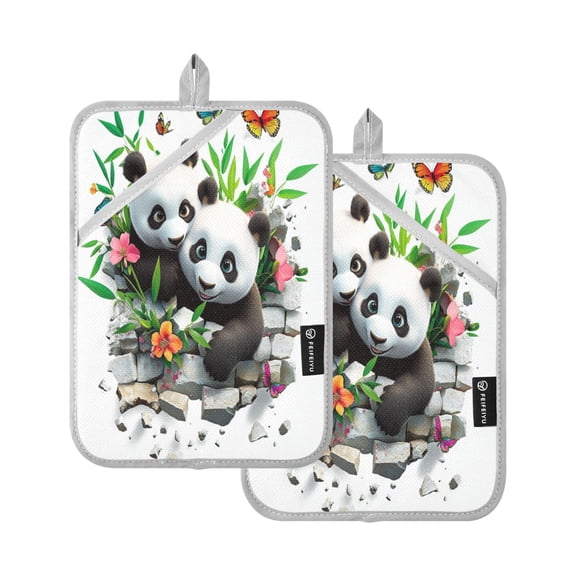 BZSMCE Pot Holder Oven Mitts Cooking baking Cute Panda Pattern Creative Pattern Size:7x9.8in