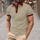 thumbnail image 4 of Mens Manga Corta Botón Abajo Camisas con Bolsillo de Impresión Solapa Cuello Gira Blusa de Suéter, 4 of 5
