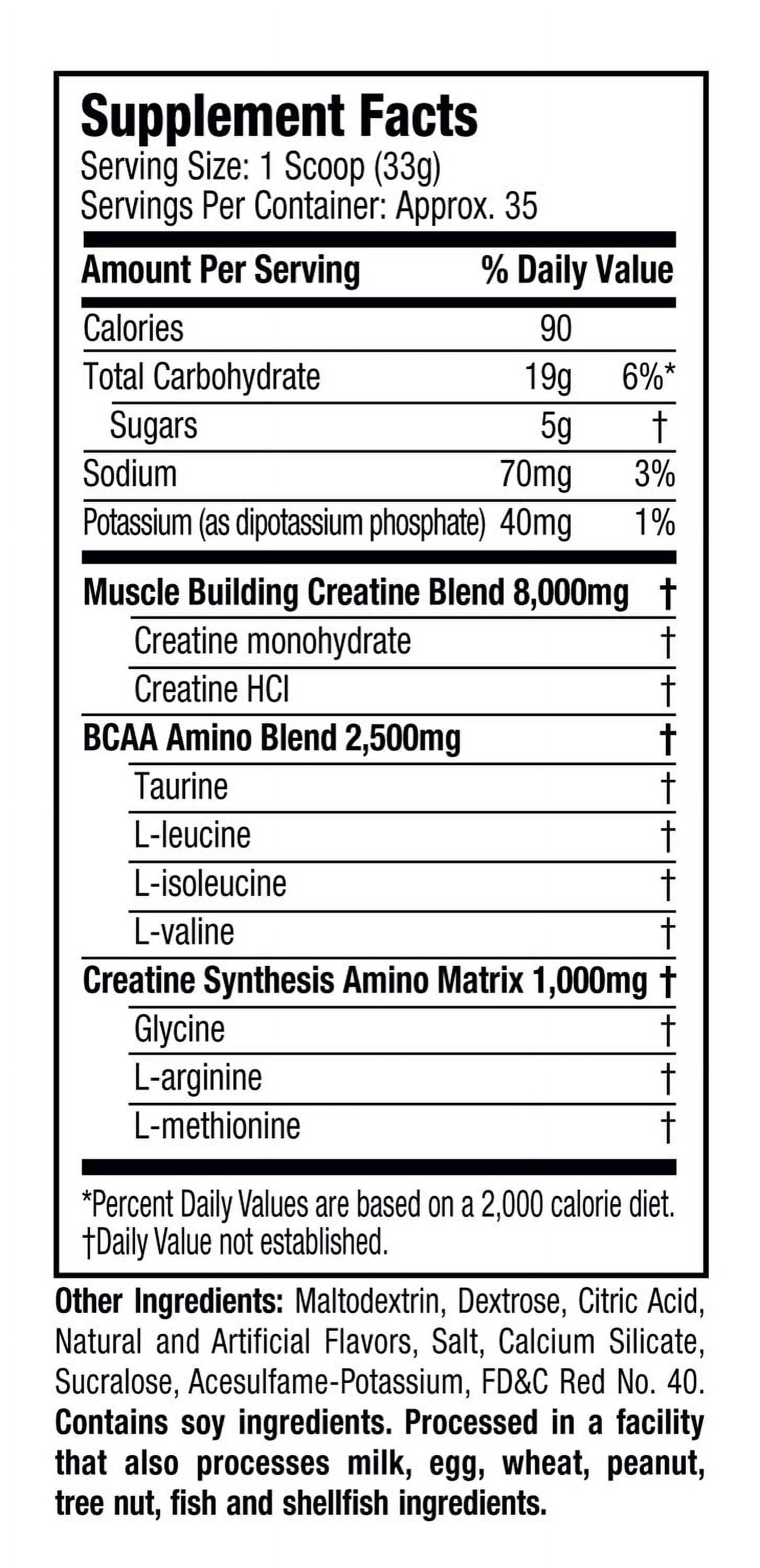 Six Star Pro Nutrition Creatine X3 BCAA Amino Acid Blend Powder, Fruit Punch, 2.52 lbs, 30 Servings