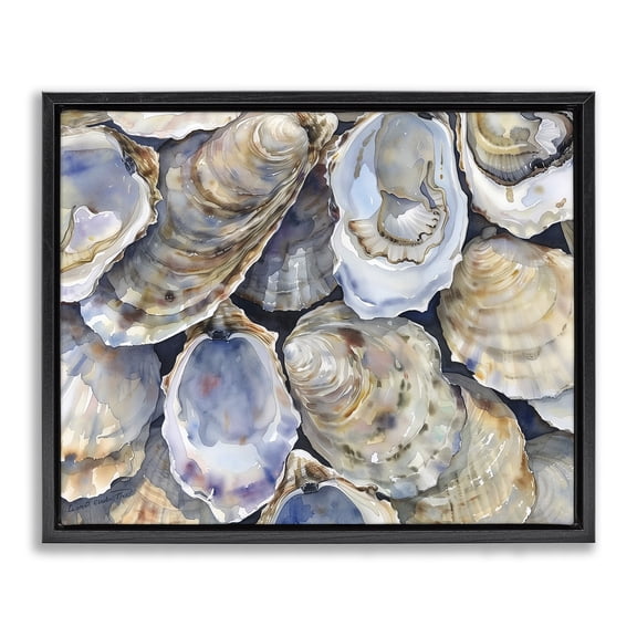 Stupell Industries Oyster Shellabration Pile Black Framed Floater Canvas Wall Art, design by Heidi Kuntz