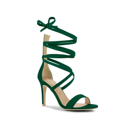 

Allegra K Women s Open Toe Stiletto Heeled Lace up Solid Sandals