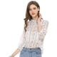 thumbnail image 1 of Blusa Con Cuello Con Volantes Para Mujer, Blusas Transparentes De Encaje Con Mangas 3/4 Blanco S, 1 of 6