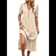 thumbnail image 2 of Vestido Informal de Verano para Mujer, con Volantes, Corta, Cuello en V, Botones, Estilo Bohemio, para Playa, Corte en A, Fluido, con Albaricoque XL, 2 of 10