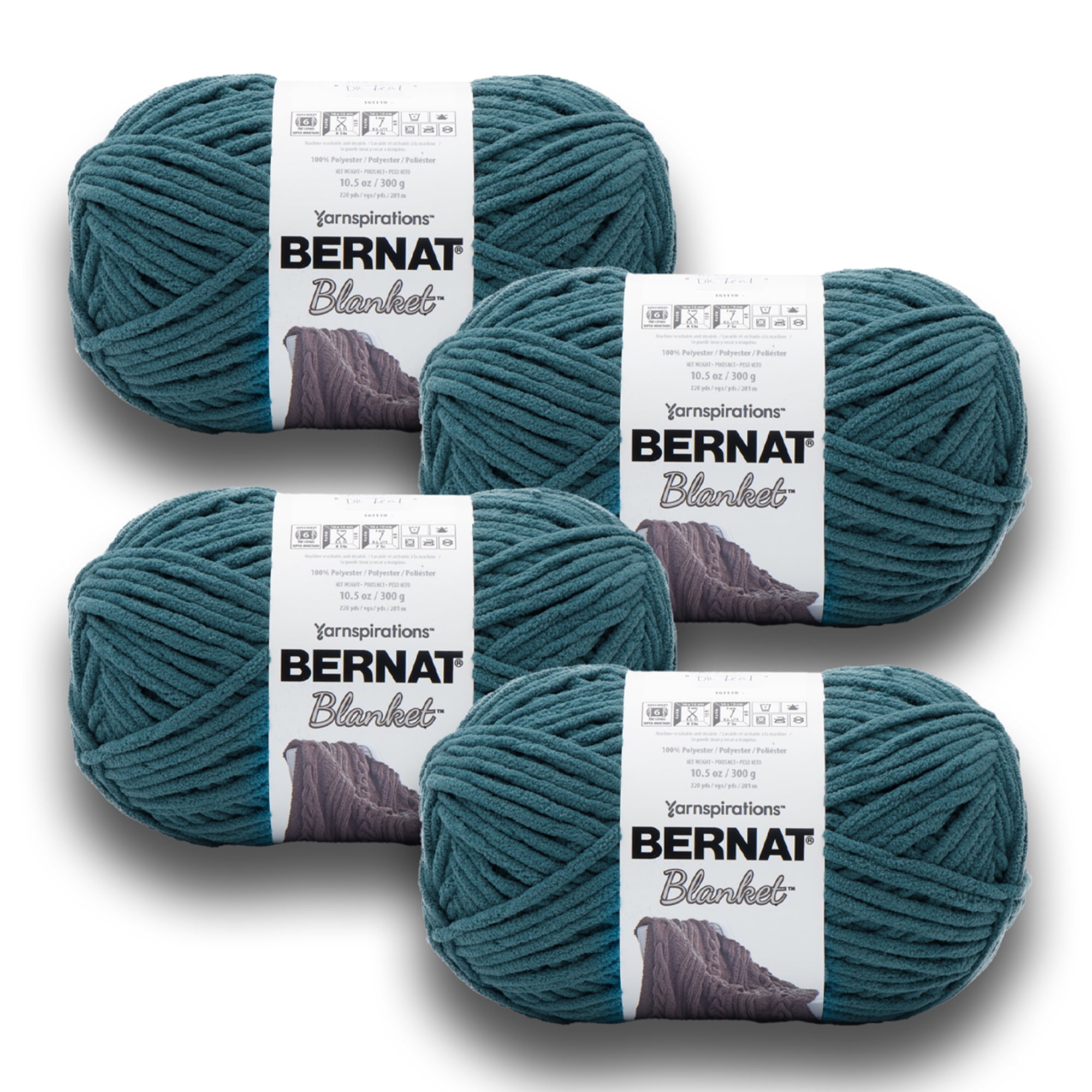 (2 pack) Bernat® Blanket™ #6 Super Bulky Polyester Yarn, Dark Teal 10.5oz/300g, 220 Yards (4 Pack)