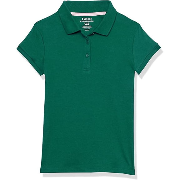 IZOD FOREST GREEN Girls' School Uniform Short Sleeve Polo Shirt, US 8-10 Plus
