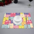 thumbnail image 3 of MKHERT Cute Cats Kittens Colorful Seamless Pattern Placemats Table Mats for Dining Room Kitchen Table Decoration 12x18 inch,Set of 6, 3 of 4