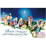Christmas Boxed Greeting Card Multi-Pack Set (4x6) by Fravessi | 16 Cards   17 Envelopes | Religious Nativity Scene Design | Blue, Purple