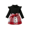 thumbnail image 2 of Musuos Kids Girl Autumn Outfit 12 18 24M 3 4T Ruffle Long Sleeves Turtleneck Tops and Casual Plaid A-line Skirt with Belt Set, 2 of 10