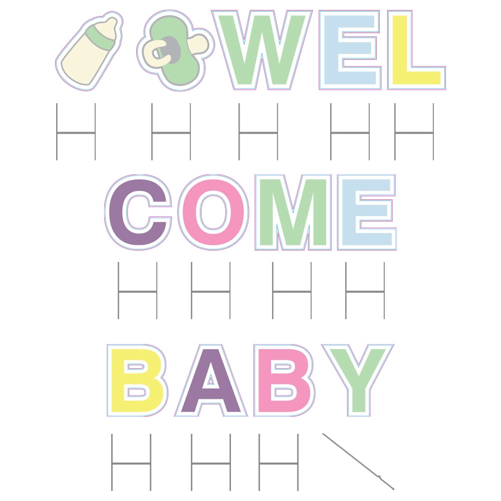 Vispronet Welcome Baby Yard Sign, 18in Yard Letters with Stakes