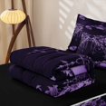 thumbnail image 5 of Erosebridal Purple Gothic Skull Zipper Queen Comforter Set with Fitted Sheet and 2 Pillowcases for Women Girls, Damask Boho Floral Zipper Bedding Set, Black Reversible, 4pcs, 5 of 7