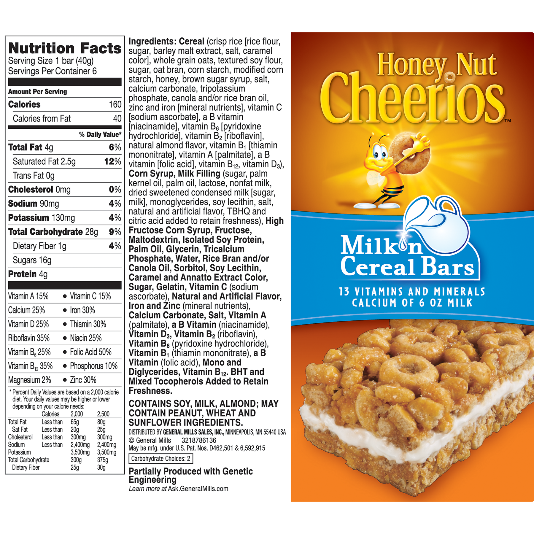 Honey Nut Cheerios Milk 'N Cereal Bars Treat Bar, 8.5 oz, 6 Ct - image 5 of 11