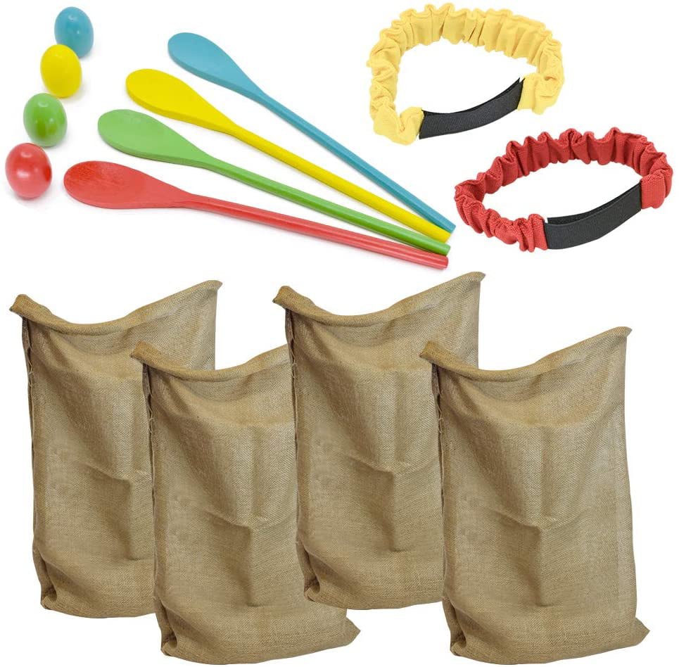One Persent Burlap Bag Storage Bag Lawn Games for Outdoor Games for Kids and Adults BBQ Picni Easter Family Reunion Birthday Party Halloween Potato Sack Race 3-Legged Relay Race 